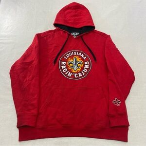 ULL Ragin Cajuns Hoodie Mens Large Red Embroidered Logo Louisiana Lafayette E5